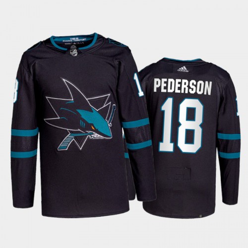 San Jose Sharks #18 Lane Pederson Men's 2021-22 Alternate Authentic Jersey - Black Men's cheap jerseys for sale - CheapJerseys.Shop
