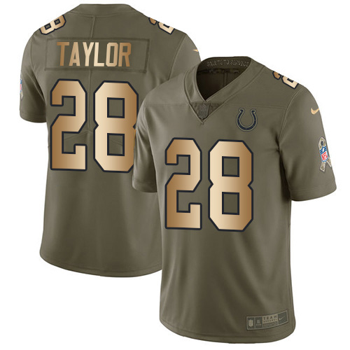 Colts #28 Jonathan Taylor Olive/Gold Youth Stitched Limited 2017 Salute To Service Jersey cheap jerseys for sale - CheapJerseys.Shop