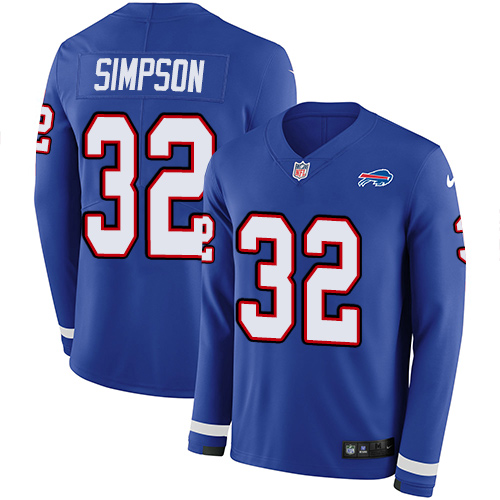 Buffalo Bills #32 O. J. Simpson Royal Blue Team Color Men's Stitched Limited Therma Long Sleeve Jersey Men's cheap jerseys for sale - CheapJerseys.Shop