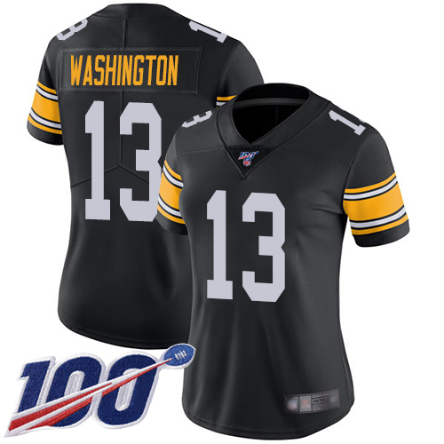 Pittsburgh Steelers #13 James Washington Black Alternate Women's Stitched 100th Season Vapor Limited Jersey Womens cheap jerseys for sale - CheapJerseys.Shop