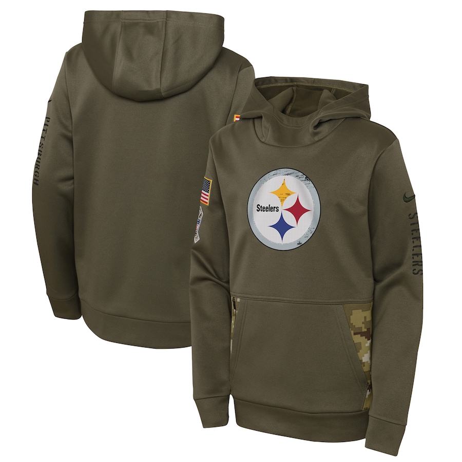 Pittsburgh Steelers Youth 2022 Salute To Service Performance Pullover Hoodie - Olive cheap jerseys for sale - CheapJerseys.Shop