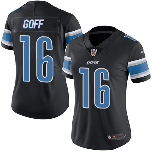 Detroit Lions #16 Jared Goff Black Women's Stitched Limited Rush Jersey cheap jerseys for sale - CheapJerseys.Shop