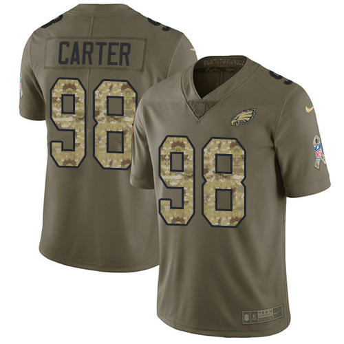 Eagles #98 Jalen Carter Olive/Camo Men's Stitched Limited 2017 Salute To Service Jersey cheap jerseys for sale - CheapJerseys.Shop