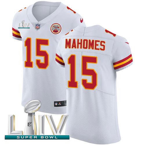 Chiefs #15 Patrick Mahomes White Super Bowl LIV 2020 Men's Stitched New Elite Jersey cheap jerseys for sale - CheapJerseys.Shop
