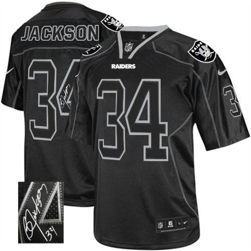 Raiders #34 Bo Jackson Lights Out Black Men's Stitched Elite Autographed Jersey cheap jerseys for sale - CheapJerseys.Shop