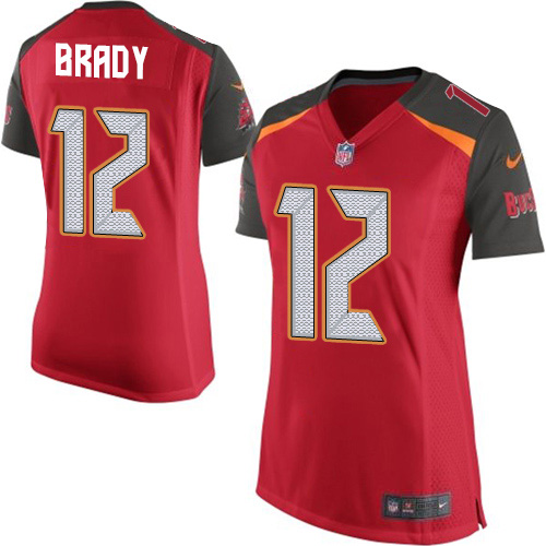 Buccaneers #12 Tom Brady Red Team Color Women's Stitched New Elite Jersey cheap jerseys for sale - CheapJerseys.Shop
