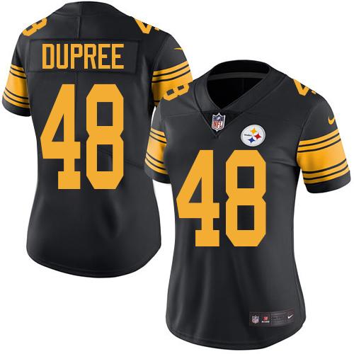 Pittsburgh Steelers #48 Bud Dupree Black Women's Stitched Limited Rush Jersey Womens cheap jerseys for sale - CheapJerseys.Shop
