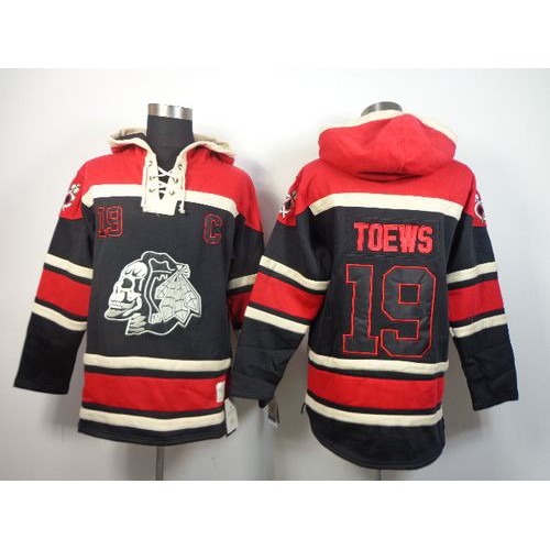 Chicago Blackhawks #19 Jonathan Toews Black Sawyer Hooded Sweatshirt Stitched Jersey Men's cheap jerseys for sale - CheapJerseys.Shop