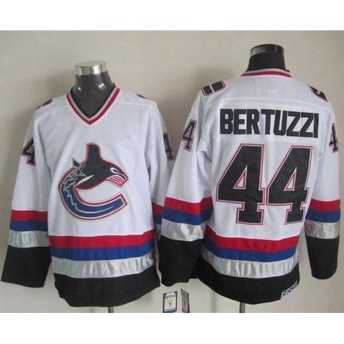 Vancouver Canucks #44 Todd Bertuzzi White/Black CCM Throwback Stitched Jersey Men's cheap jerseys for sale - CheapJerseys.Shop