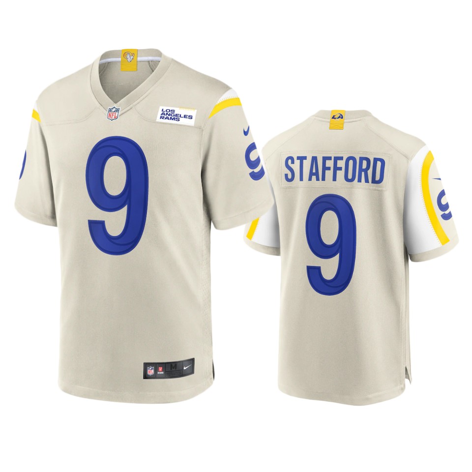 Los Angeles Rams #9 Matthew Stafford Men's Game Jersey - Bone cheap jerseys for sale - CheapJerseys.Shop