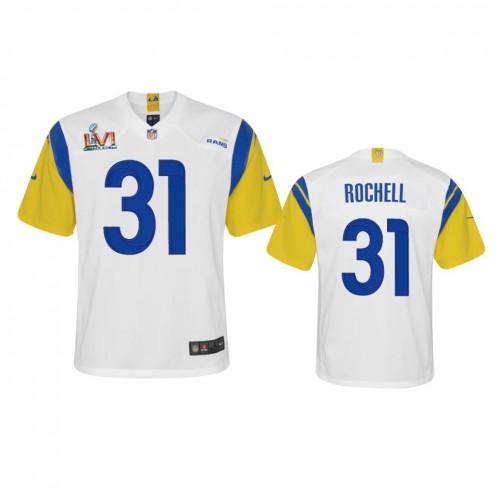 Los Angeles Los Angeles Rams #31 Robert Rochell Youth Super Bowl LVI Patch Alternate Game Jersey - White Youth cheap jerseys for sale - CheapJerseys.Shop