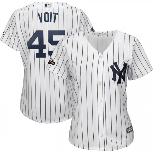 New York New York Yankees #45 Luke Voit Majestic Women's 2019 Postseason Official Cool Base Player Jersey White Navy Womens cheap jerseys for sale - CheapJerseys.Shop