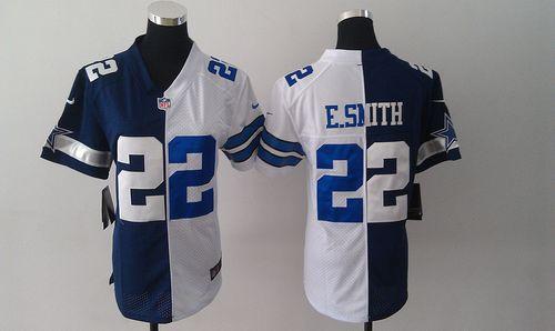 Cowboys #22 Emmitt Smith Navy Blue/White Women's Stitched Elite Split Jersey cheap jerseys for sale - CheapJerseys.Shop