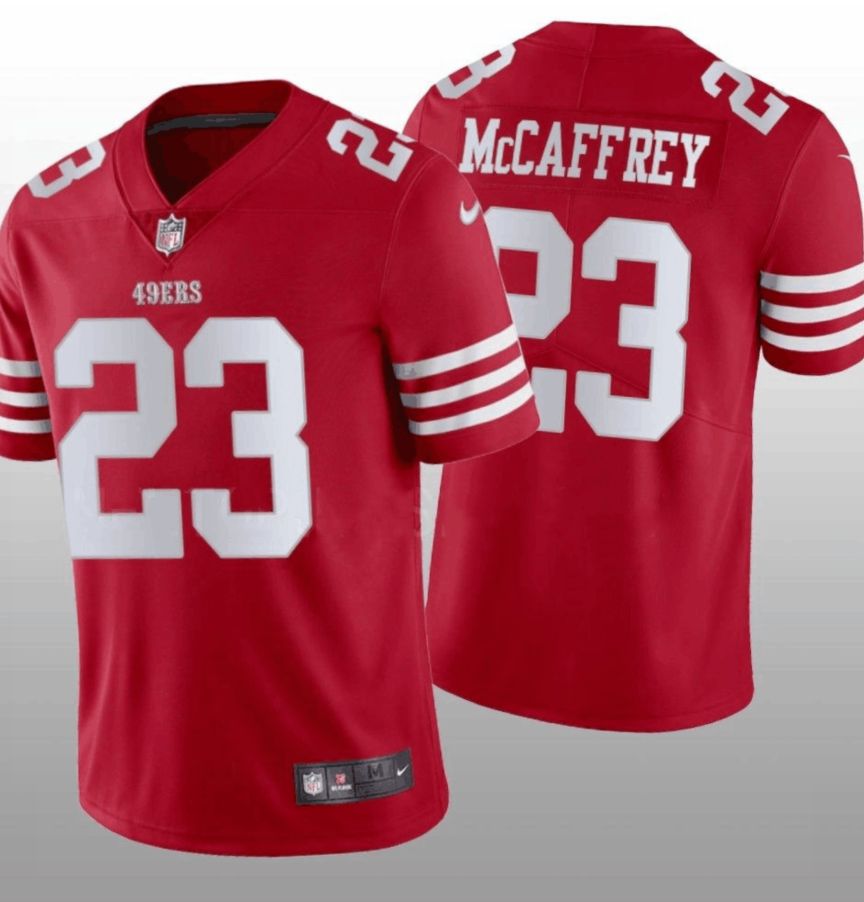 San Francisco 49ers #23 Christian McCaffrey Scarlet Men's 2022-23 Limited Stitched Vapor Untouchable Jersey cheap jerseys for sale - CheapJerseys.Shop