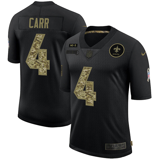 New Orleans Saints #4 Derek Carr Men's 2020 Salute To Service Camo Limited Jersey Black cheap jerseys for sale - CheapJerseys.Shop