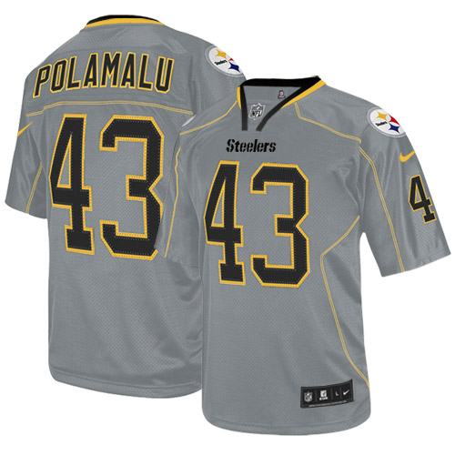 Steelers #43 Troy Polamalu Lights Out Grey Men's Stitched Elite Jersey cheap jerseys for sale - CheapJerseys.Shop