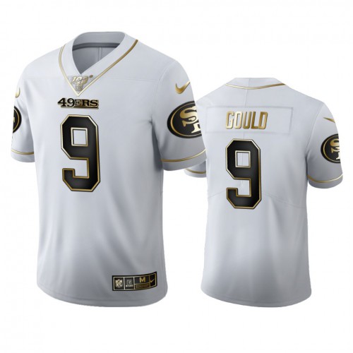 San Francisco San Francisco 49ers #9 Robbie Gould Men's White Golden Edition Vapor Limited 100 Jersey Men's cheap jerseys for sale - CheapJerseys.Shop