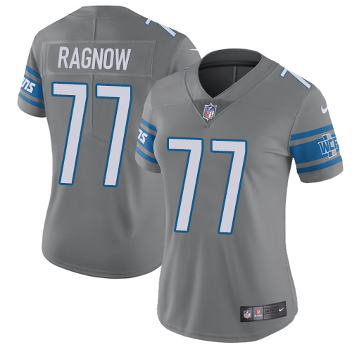 Detroit Lions #77 Frank Ragnow Gray Women's Stitched Limited Rush Jersey Womens cheap jerseys for sale - CheapJerseys.Shop
