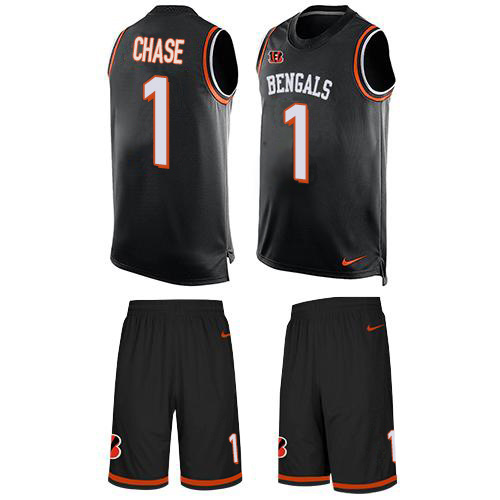 Bengals #1 Ja'Marr Chase Black Team Color Men's Stitched Limited Tank Top Suit Jersey cheap jerseys for sale - CheapJerseys.Shop
