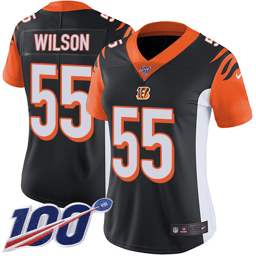 Cincinnati Bengals #55 Logan Wilson Black Team Color Women's Stitched 100th Season Vapor Untouchable Limited Jersey Womens cheap jerseys for sale - CheapJerseys.Shop