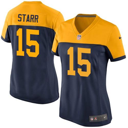 Packers #15 Bart Starr Navy Blue Alternate Women's Stitched New Elite Jersey cheap jerseys for sale - CheapJerseys.Shop