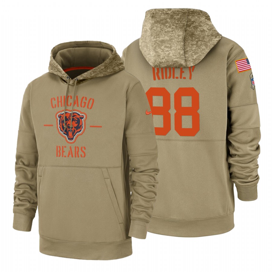 Chicago Bears #88 Riley Ridley Tan 2019 Salute To Service Name & Number Sideline Therma Pullover Hoodie cheap jerseys for sale - CheapJerseys.Shop