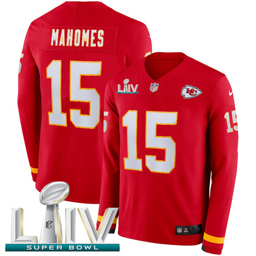 Chiefs #15 Patrick Mahomes Red Super Bowl LIV 2020 Team Color Men's Stitched Limited Therma Long Sleeve Jersey cheap jerseys for sale - CheapJerseys.Shop