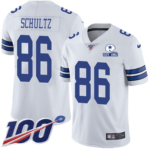 Dallas Cowboys #86 Dalton Schultz White Men's Stitched With Established In 1960 Patch 100th Season Vapor Untouchable Limited Jersey Men's cheap jerseys for sale - CheapJerseys.Shop