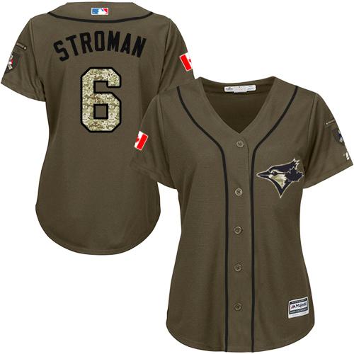 Toronto Blue Jays #6 Marcus Stroman Green Salute to Service Women's Stitched Jersey Womens cheap jerseys for sale - CheapJerseys.Shop