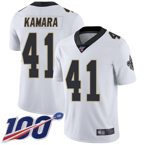 Saints #41 Alvin Kamara White Men's Stitched 100th Season Vapor Limited Jersey cheap jerseys for sale - CheapJerseys.Shop