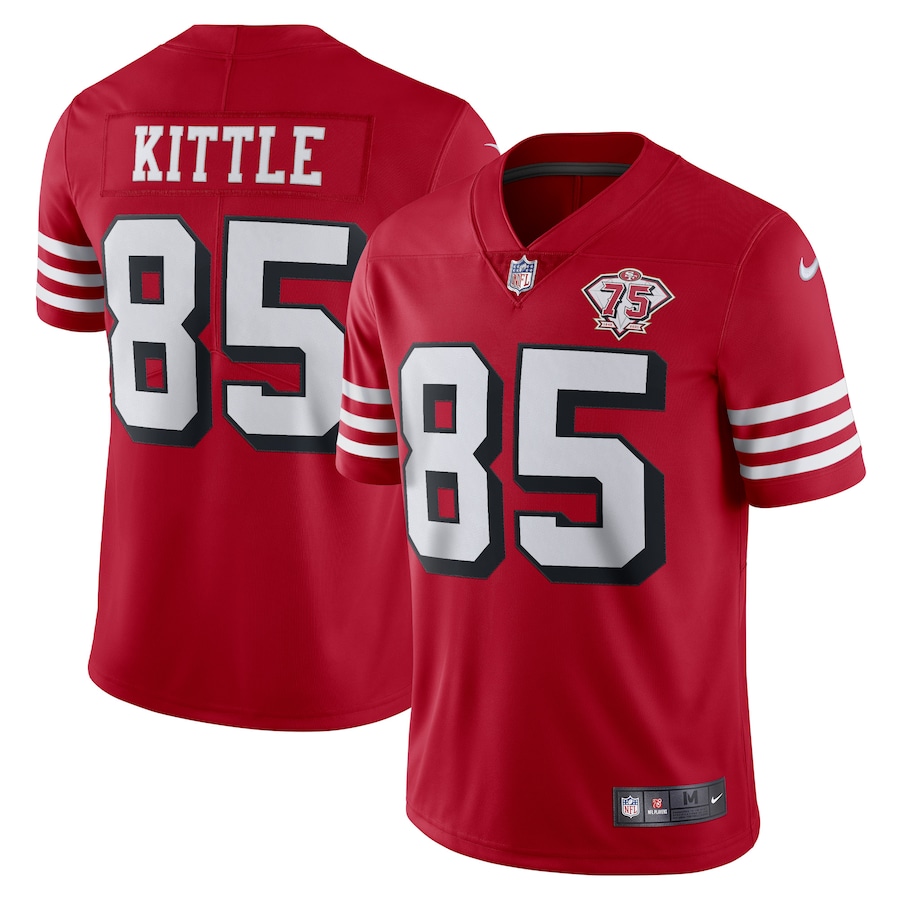 49ers #85 George Kittle Red Rush Youth 75th Anniversary Stitched Vapor Untouchable Limited Jersey cheap jerseys for sale - CheapJerseys.Shop