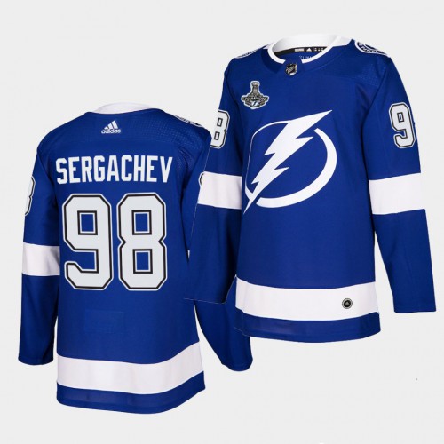 Tampa Bay Lightning #98 Mikhail Sergachev Blue Home Authentic 2021 Stanley Cup Champions Jersey Youth cheap jerseys for sale - CheapJerseys.Shop