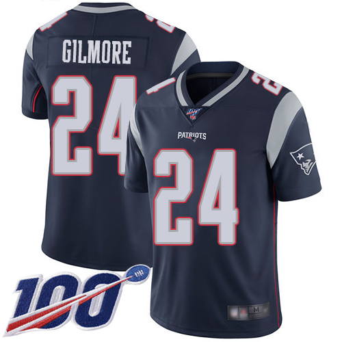 New England Patriots #24 Stephon Gilmore Navy Blue Team Color Men's Stitched 100th Season Vapor Limited Jersey Men's cheap jerseys for sale - CheapJerseys.Shop