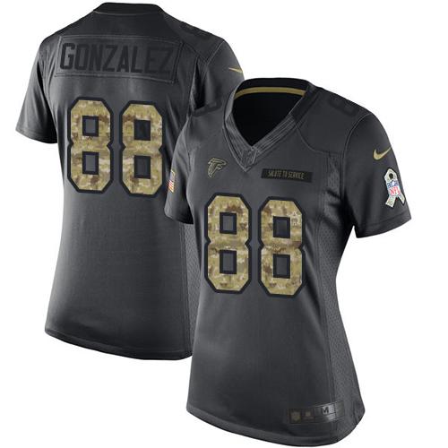 Atlanta Falcons #88 Tony Gonzalez Black Women's Stitched Limited 2016 Salute to Service Jersey Womens cheap jerseys for sale - CheapJerseys.Shop