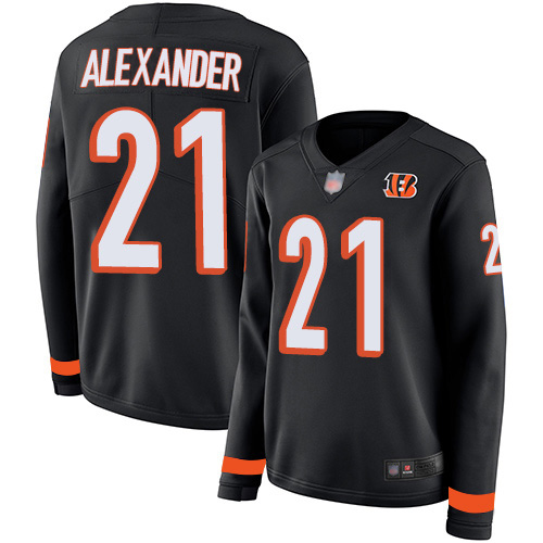 Cincinnati Bengals #21 Mackensie Alexander Black Team Color Women's Stitched Limited Therma Long Sleeve Jersey Womens cheap jerseys for sale - CheapJerseys.Shop