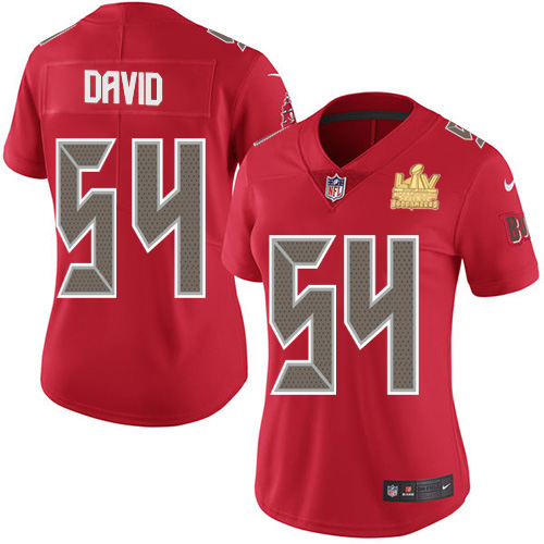 Buccaneers #54 Lavonte David Red Women's Super Bowl LV Champions Patch Stitched Limited Rush Jersey cheap jerseys for sale - CheapJerseys.Shop