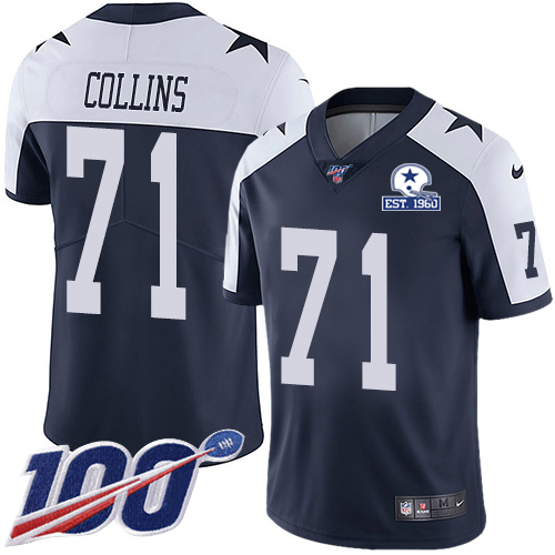 Dallas Cowboys #71 La'el Collins Navy Blue Thanksgiving Men's Stitched With Established In 1960 Patch 100th Season Vapor Untouchable Limited Throw cheap jerseys for sale - CheapJerseys.Shop