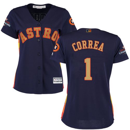 Houston Astros #1 Carlos Correa Navy Blue 2018 Gold Program Cool Base Women's Stitched Jersey Womens cheap jerseys for sale - CheapJerseys.Shop