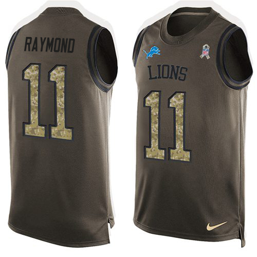 Lions #11 Kalif Raymond Green Men's Stitched Limited Salute To Service Tank Top Jersey cheap jerseys for sale - CheapJerseys.Shop