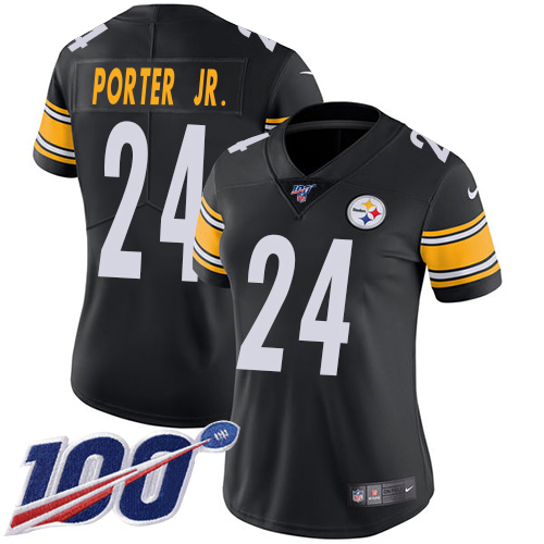 Steelers #24 Joey Porter Jr. Black Team Color Women's Stitched 100th Season Vapor Limited Jersey cheap jerseys for sale - CheapJerseys.Shop