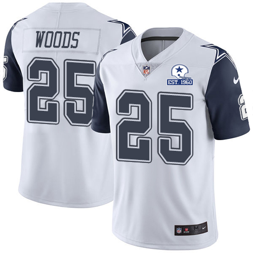 Dallas Cowboys #25 Xavier Woods White Men's Stitched With Established In 1960 Patch Limited Rush Jersey Men's cheap jerseys for sale - CheapJerseys.Shop