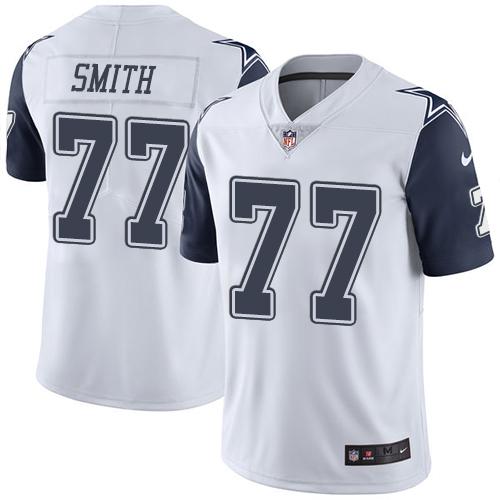 Dallas Cowboys #77 Tyron Smith White Men's Stitched Limited Rush Jersey Men's cheap jerseys for sale - CheapJerseys.Shop