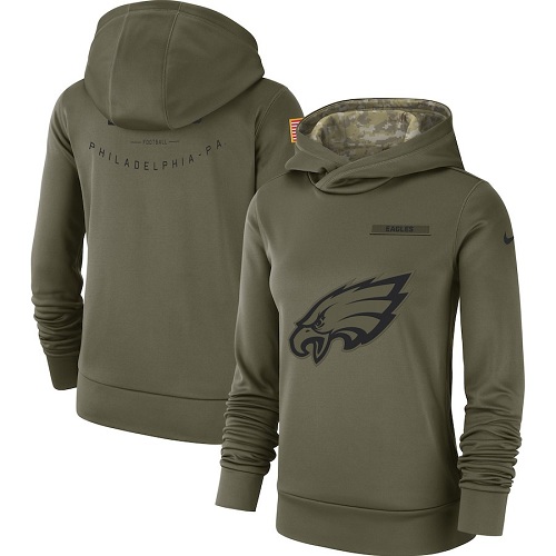 Women's Philadelphia Eagles Olive Salute To Service Sideline Therma Performance Pullover Hoodie cheap jerseys for sale - CheapJerseys.Shop