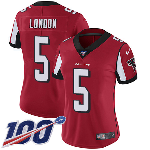 Falcons #5 Drake London Red Team Color Stitched Women's 100th Season Vapor Untouchable Limited Jersey cheap jerseys for sale - CheapJerseys.Shop