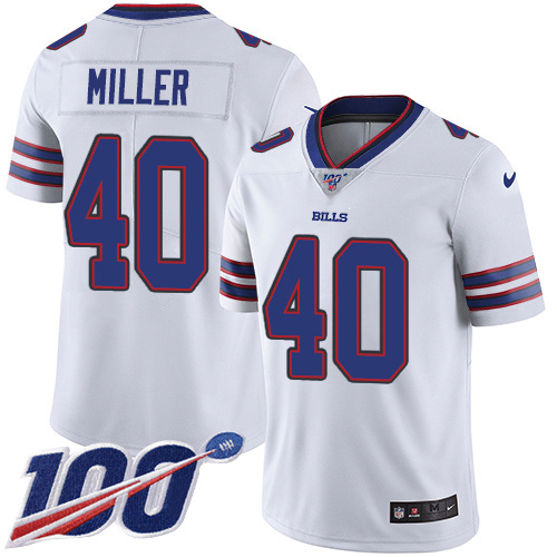 Bills #40 Von Miller White Men's Stitched 100th Season Vapor Limited Jersey cheap jerseys for sale - CheapJerseys.Shop