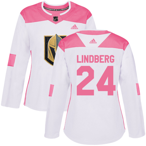 Golden Vegas Golden Knights #24 Oscar Lindberg White/Pink Authentic Fashion Women's Stitched Jersey Womens cheap jerseys for sale - CheapJerseys.Shop