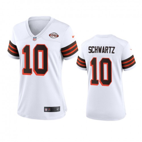 Women Cleveland Browns #10 Anthony Schwartz 1946 Collection Alternate Game Limited Jersey - White Womens cheap jerseys for sale - CheapJerseys.Shop