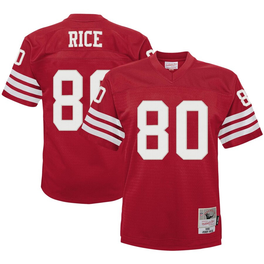 Youth San Francisco 49ers #80 Jerry Rice Mitchell & Ness Scarlet 1990 Legacy Retired Player Jersey cheap jerseys for sale - CheapJerseys.Shop