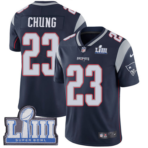 New England Patriots #23 Patrick Chung Navy Blue Team Color Super Bowl LIII Bound Men's Stitched Vapor Untouchable Limited Jersey Men's cheap jerseys for sale - CheapJerseys.Shop