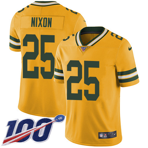Packers #25 Keisean Nixon Yellow Men's Stitched Limited Rush 100th Season Jersey cheap jerseys for sale - CheapJerseys.Shop